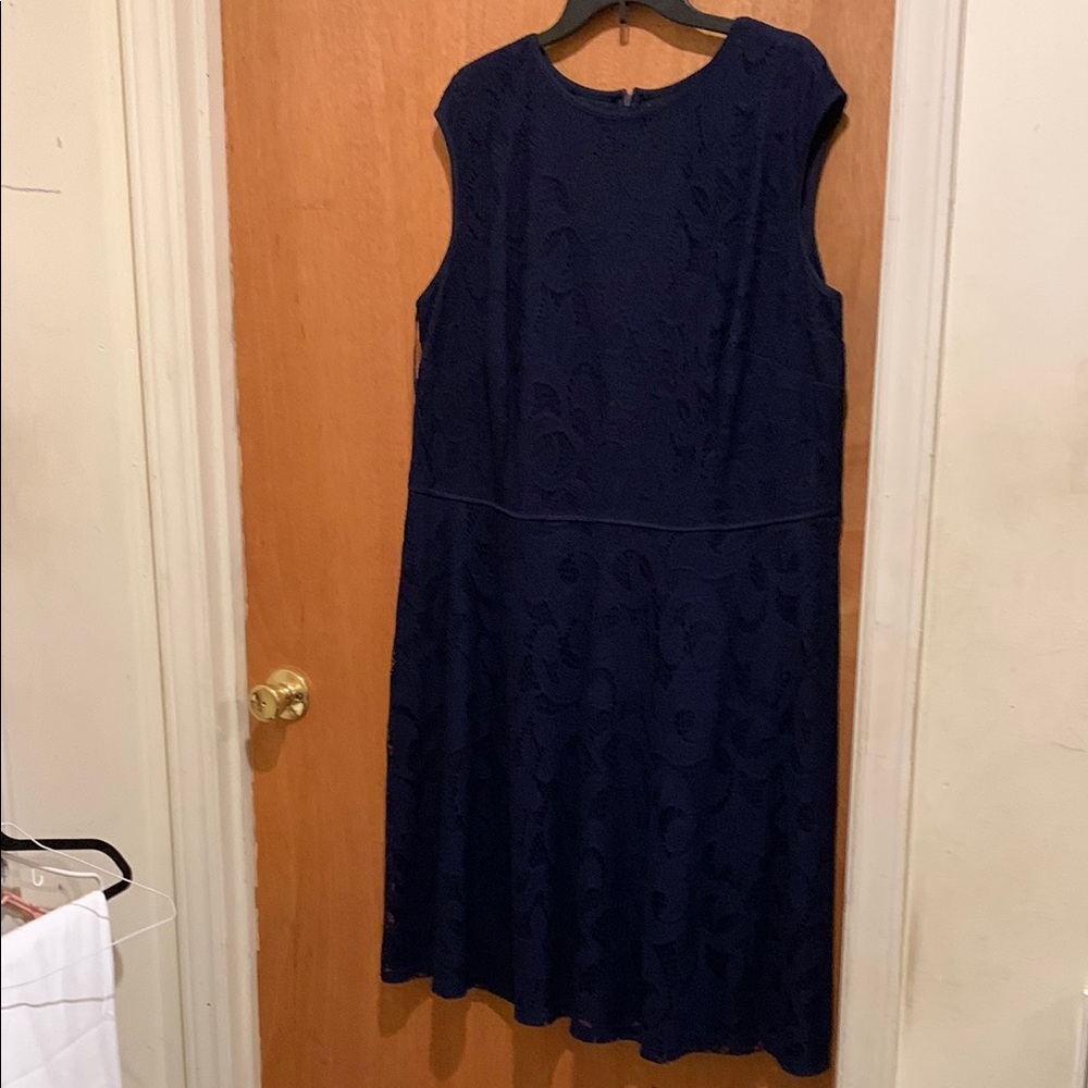 Blue Sleeveless A-Line Midi Dress for Cocktail